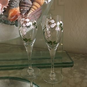 Vintage Hand Painted Perrier Jouet Flutes